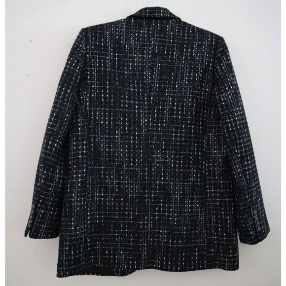 The Kooples FVES28011K Women's Sz 34 Black & White Metallic Tweed Blazer - Picture 2 of 11